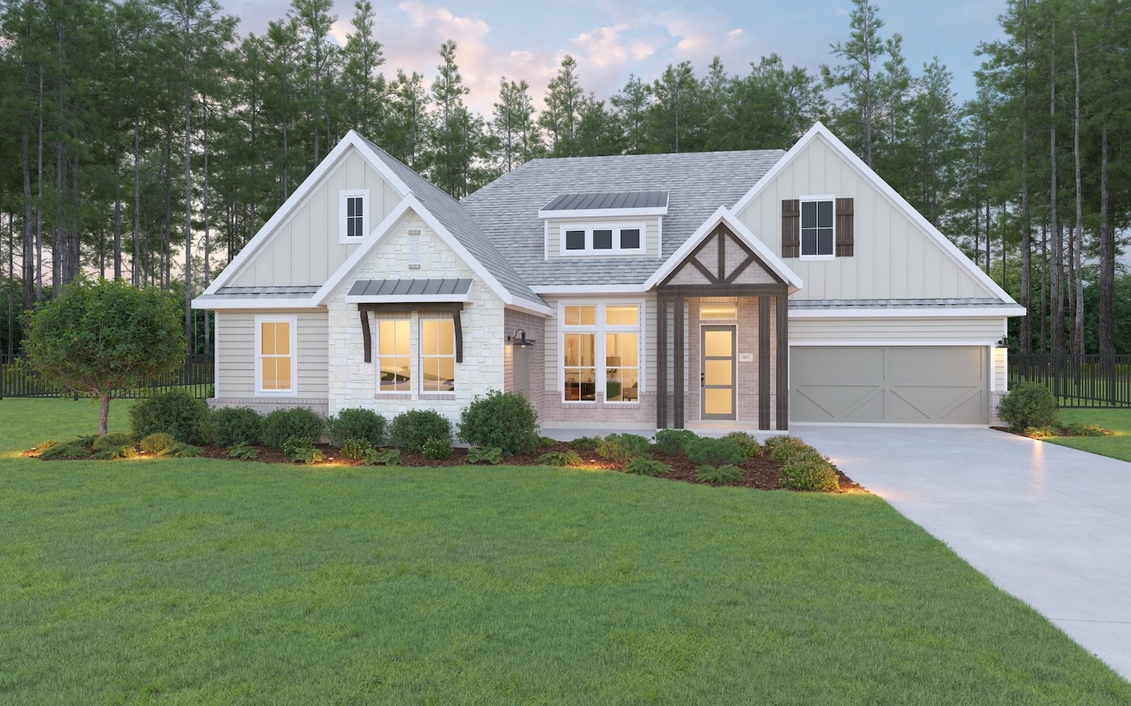 A house with a lawn and trees.